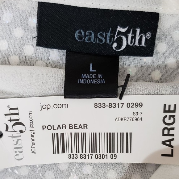 Sheer White Pleated Short Sleeve Button Up NWT - Picture 3 of 3